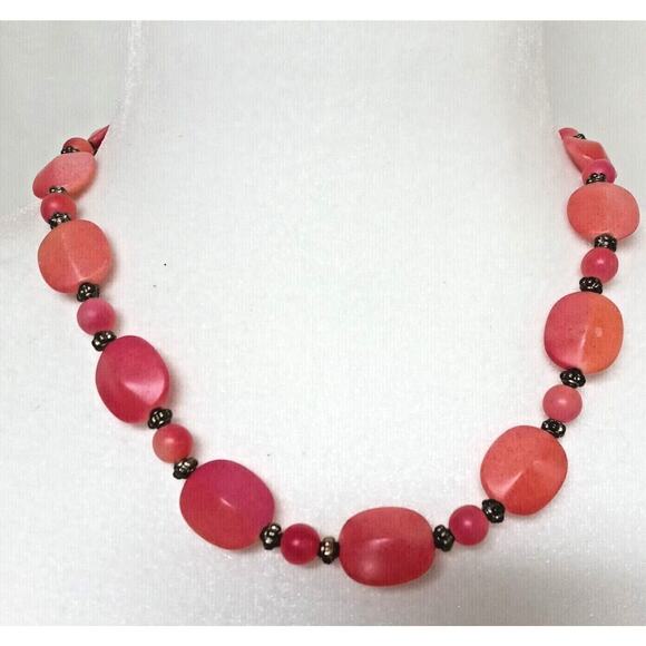 Coral Orange Tones Ombre Beaded Necklace VTG 9" Fall Autumn Halloween Jewelry - Picture 14 of 16